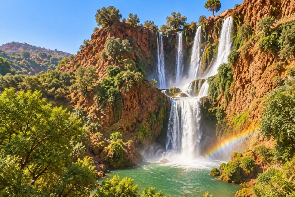 شلالات أوزود تنساب إلى بركة خضراء